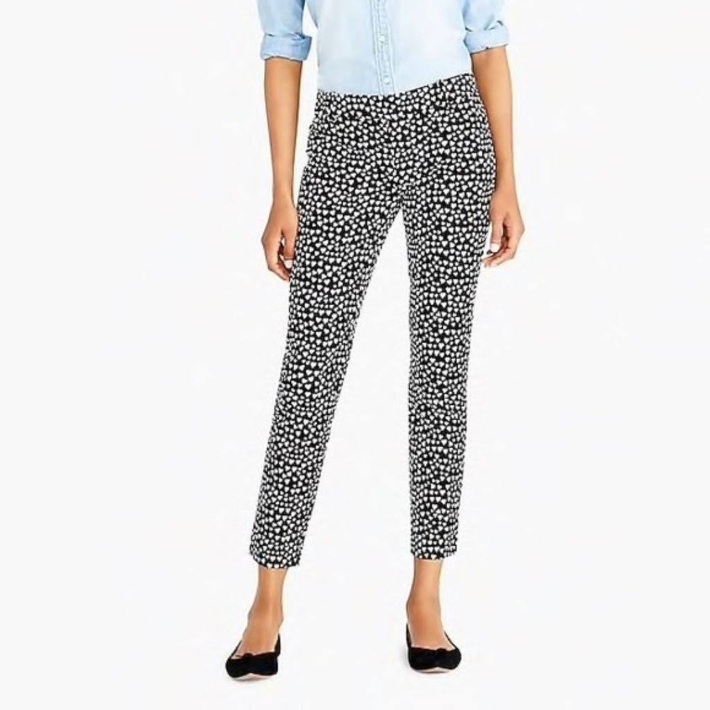 J.Crew Slim Ankle Winnie Pant Heart Print